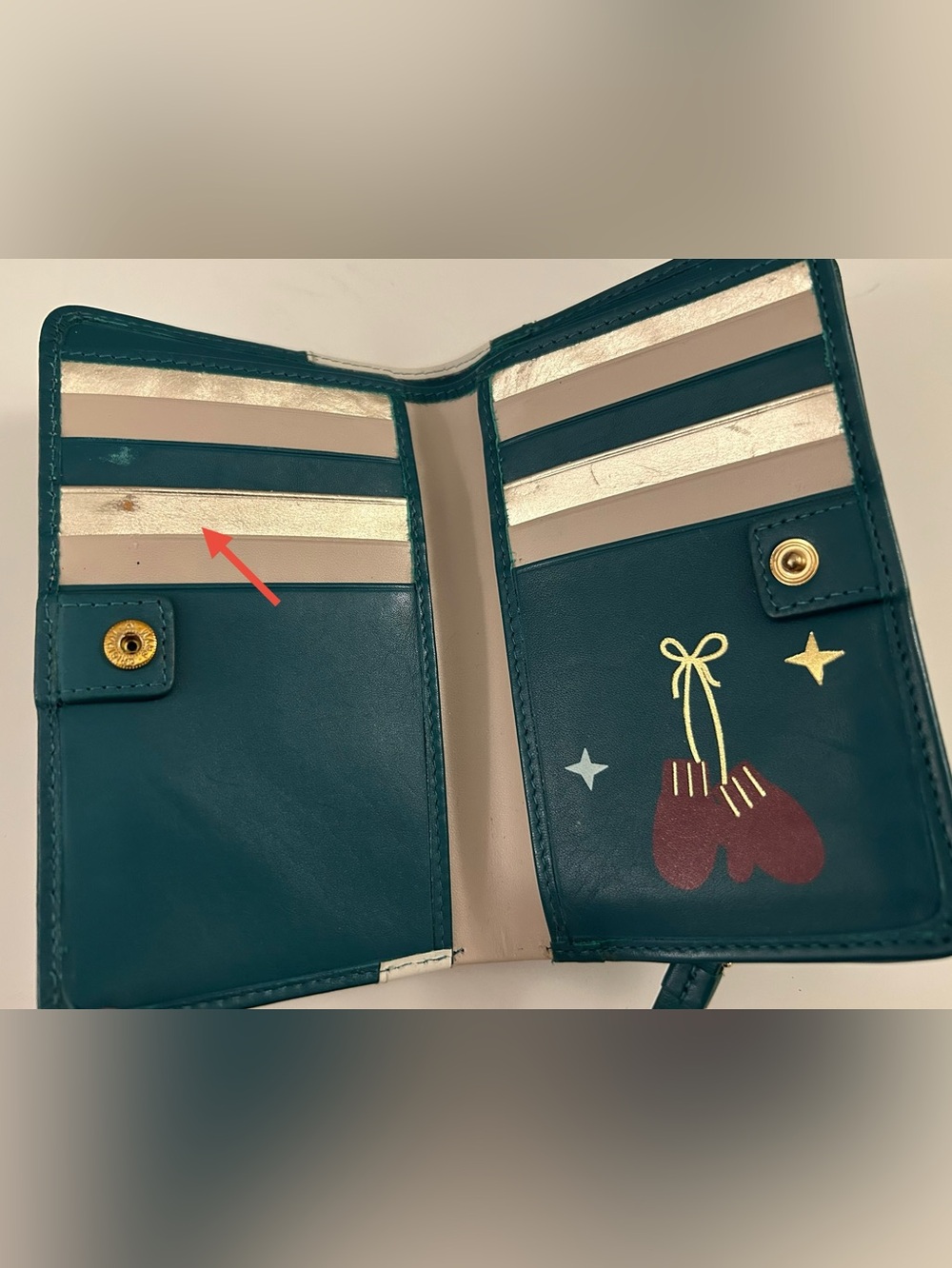 RADLEY LONDON Teal Wallet with Ice Skating Black and Grey Dog Appliqués - Picture 2 of 6